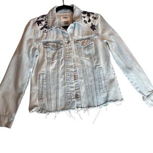 Old Navy Denim Jacket with Embroidered Floral Details